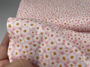 Poplin - med lyserøde daisy blomster